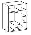 Ramina Concrete Grey & White Three-Door, Two-Drawer German Wardrobe - UK Luxury Furniture